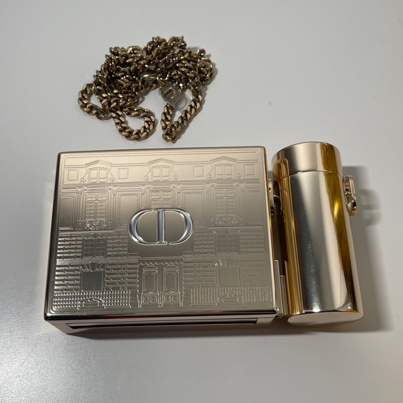DIOR ROUGE Gold Minaudiere Pouch Clutch Handbag LIMITED EDITION 2021 Christmas - Picture 1 of 10